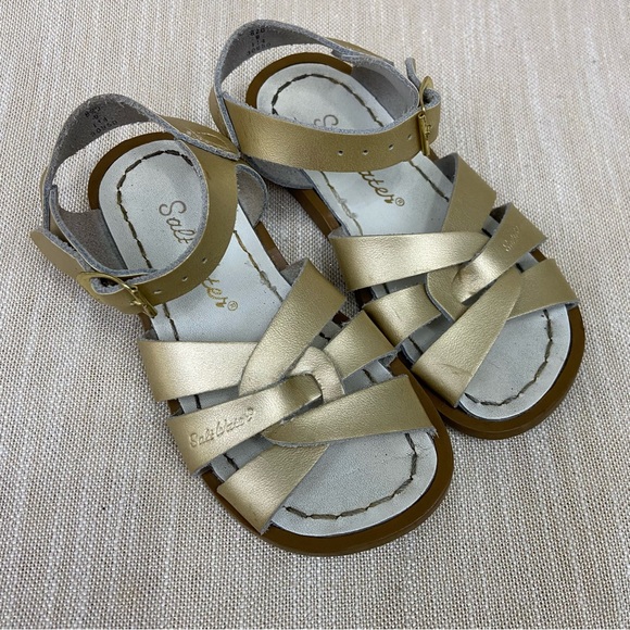 Salt Water Gold Strap Sandals 9 - Picture 1 of 6